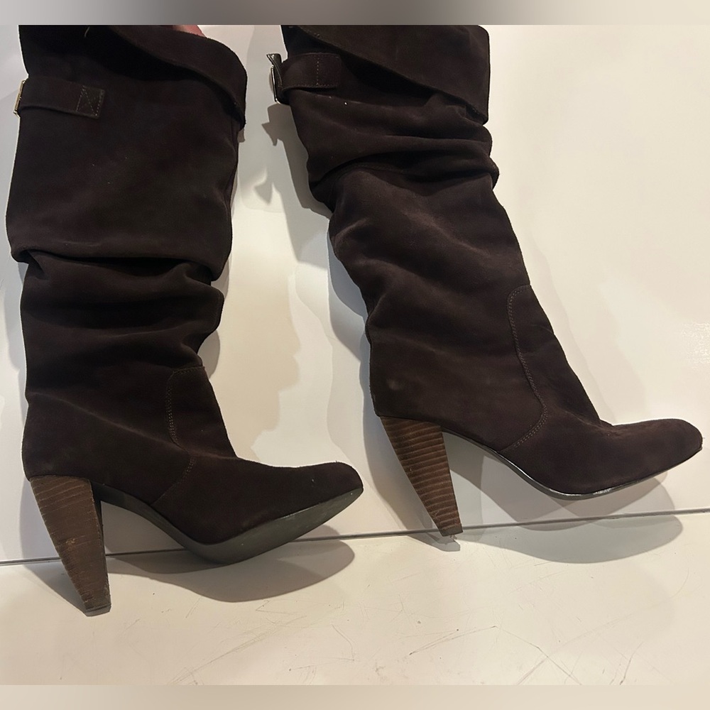 Steve Madden Dark Brown Suede Heeled Boots
